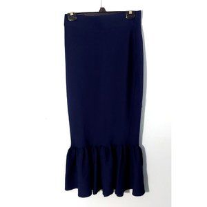 $645 JONATHAN SIMKHAI fit & Flair knit midi skirt Size S blue pencil ruffle